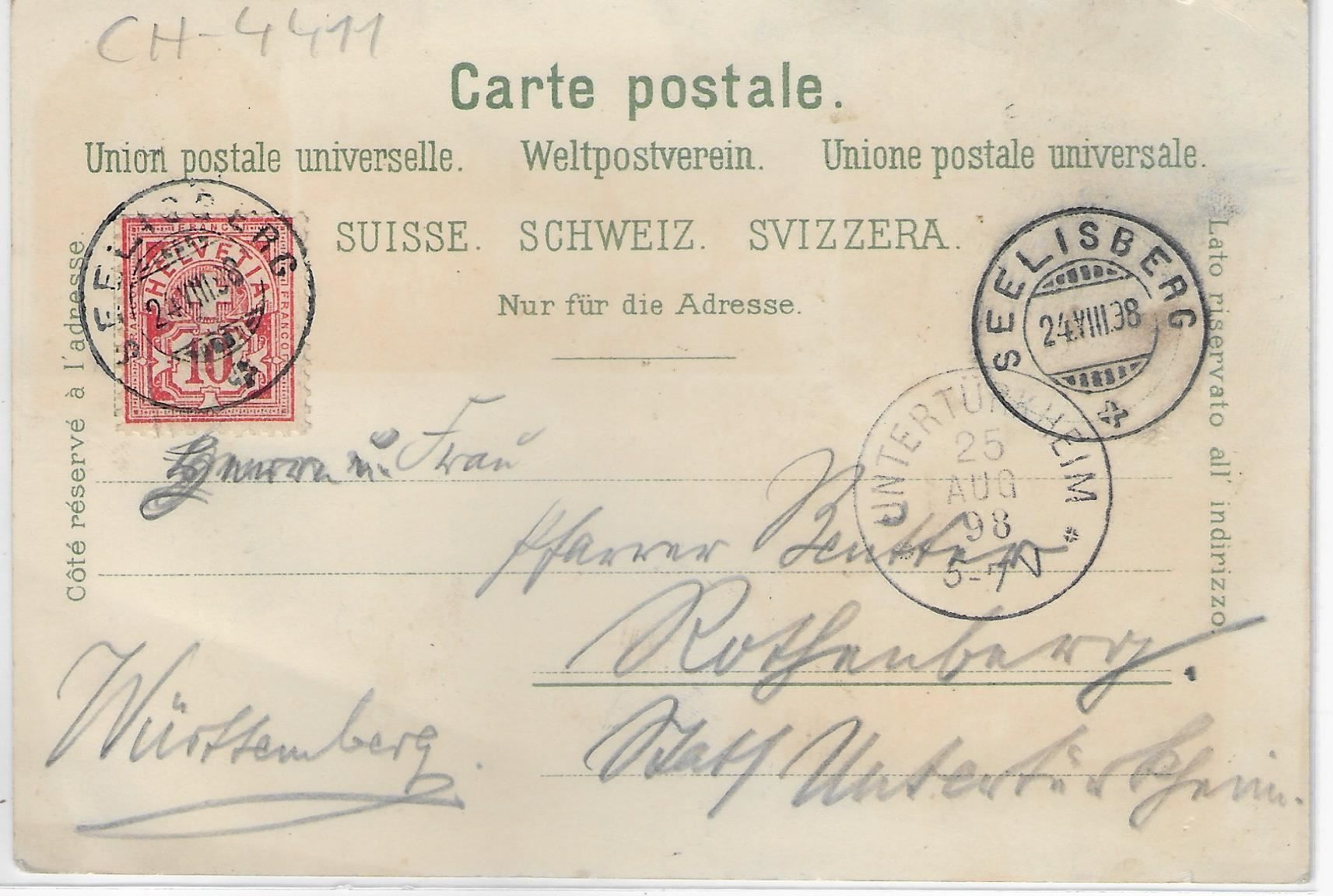 Cartoline postali: Gruss vom Vierwaldstättersee Litho 1898 – Usato da Ettingen venduto da Kartenplanet 1