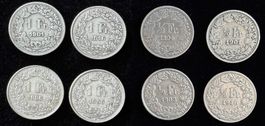 1Fr. 1901,1916,1936,1955 , 1/2 Fr. 1894,1901,1908, 1916