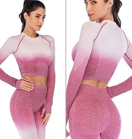 Sport Set Peachy Passion Langarm Leggings Pink Ombre neuwert