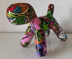 Graffiti-Print Block dog - Unikat aus Polyresin