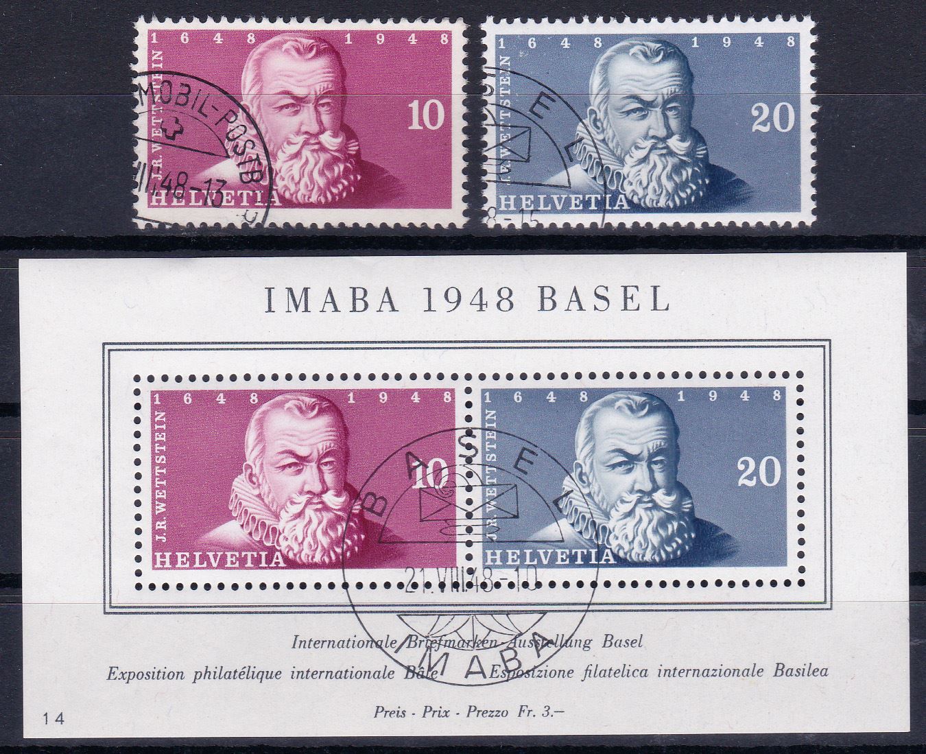 Alle Briefmarken: W29+30+31, Imaba Block gest., SBK 180.- – Gebraucht aus Wenslingen von riger11