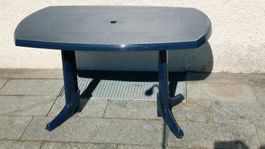 Gartentisch Camping Balkon blau Kunststoff Beine abnehmbar