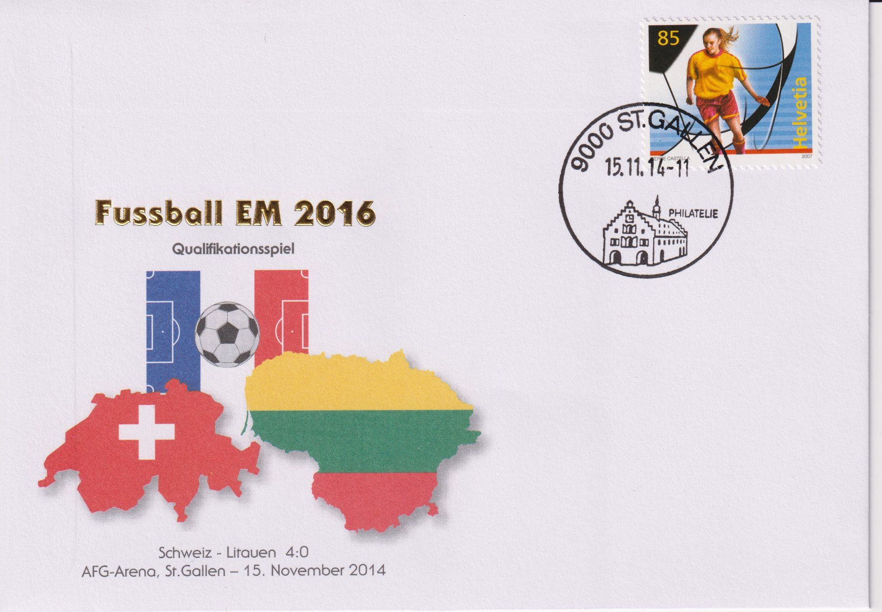Alle Briefmarken: Fussball-EM 2016 – Gebraucht aus Bellach von qsearch 1