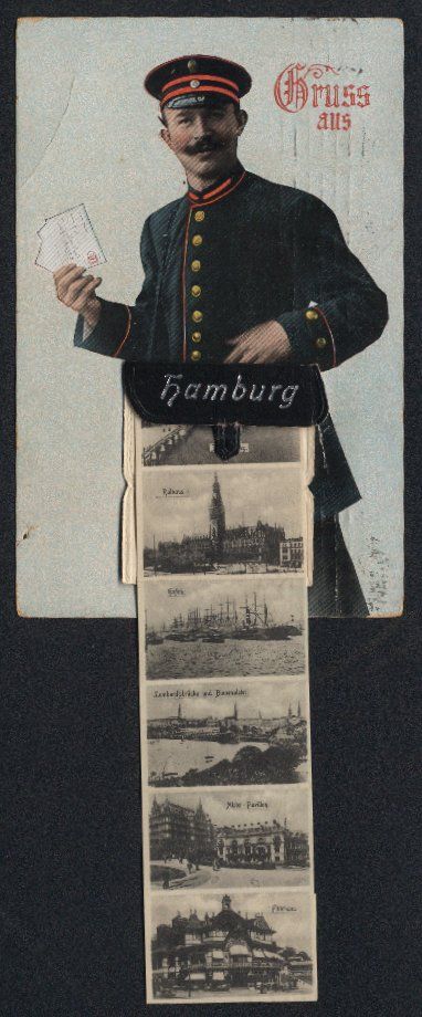 Ansichtskarten: Leporello-AK Hamburg, Briefträger mit A – Gebraucht aus Berlin von bartko-reher