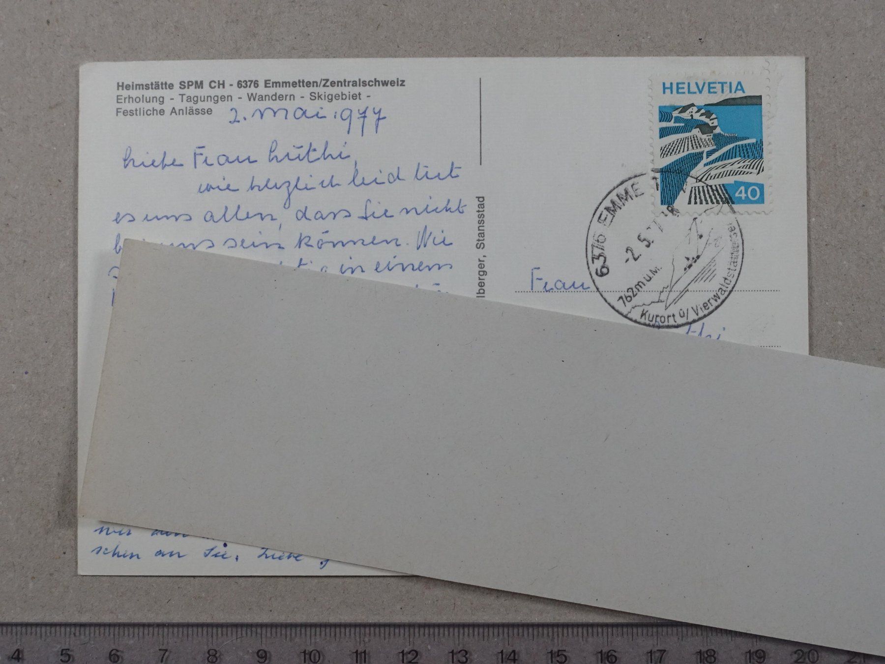 Cartoline postali: Emmetten, Heimstätte SPM CH, 1977 – Usato da Lenzburg venduto da fh1 1