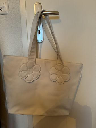 Grosse Ledertasche, Made in Italy, beige