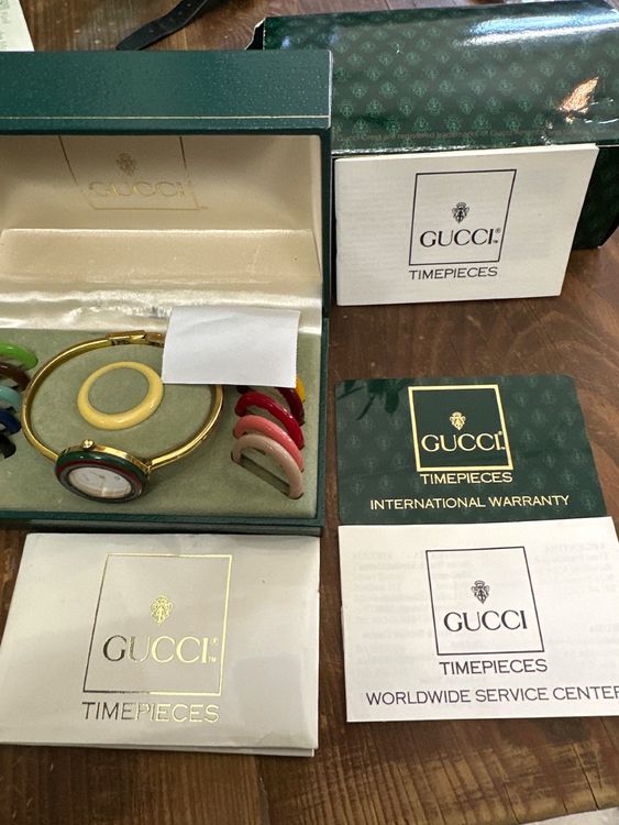 Gucci 11/12.2 Multi Bezel Gold Plated Bangle Watch 12 Bezels (Gebraucht ...