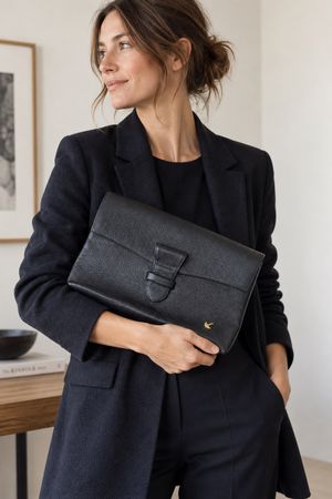 Elegante Portadocumenti in Vera Pelle Blu Scuro | Clutch Bus