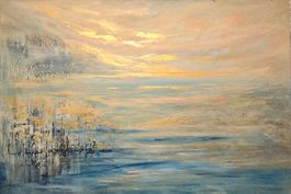 Originalgemälde auf Leinwand 100x70 cm, Golden Unikat!!!