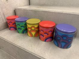 1x Metal tin vintage 70s 🌈 Blechdose Metall 70er