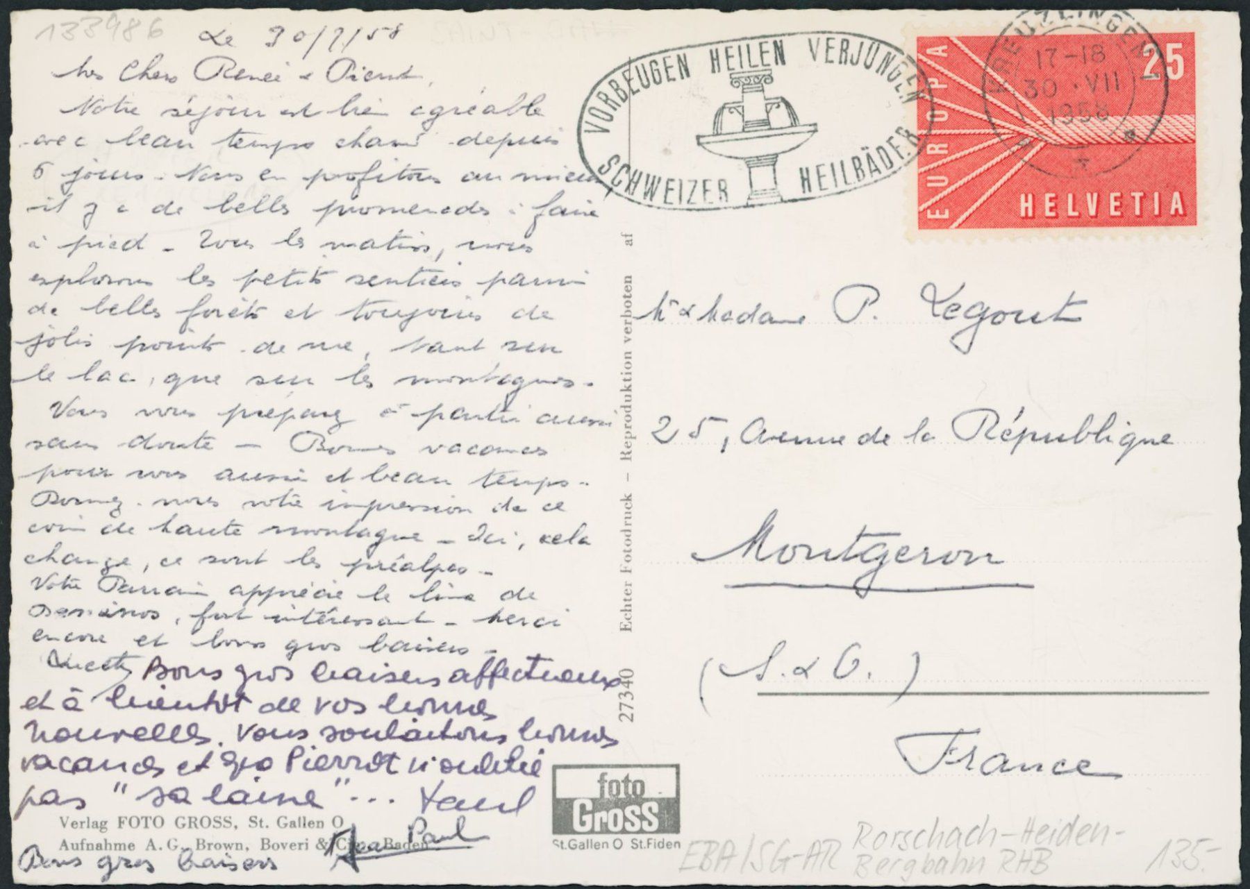 Cartoline postali: SG AR Rorschach Heiden Bergbahn RHB – Usato da Schindellegi venduto da dolpitz 1