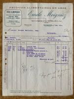 Ancienne facture de 1913, pour produits alimentaires en gros