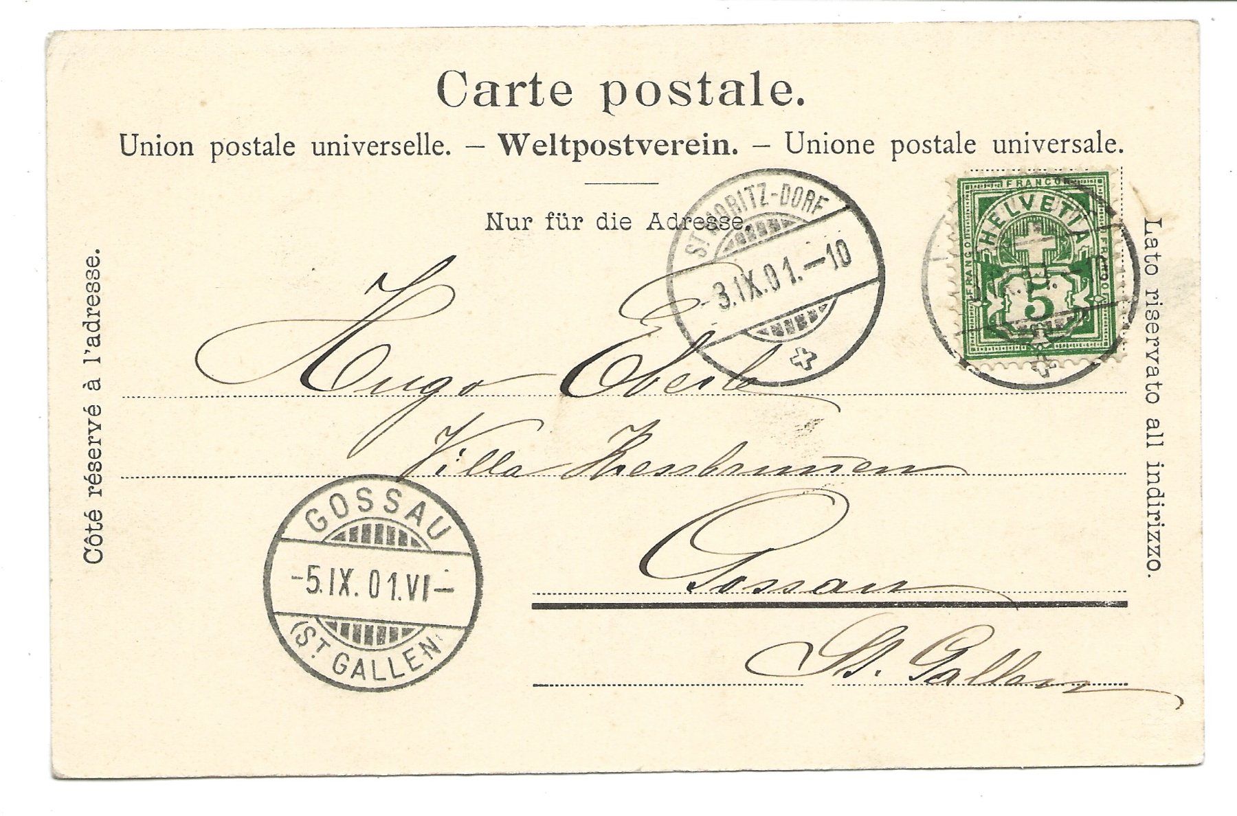 Cartoline postali: Beruf: Bergführer in den Schweizer Alpen - St. Moritz - 1901 – Usato da Engelburg venduto da Cartophil 1