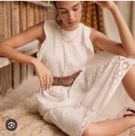 Sézane Robe Marlène Ecru, Spitzenkleid Gr. 40, neu