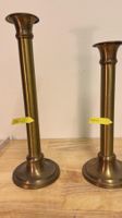 2 Vintage Kerzenständer aus Metall/Messingoptik, 25 & 30 cm