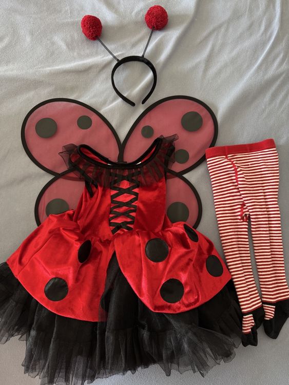 Halloween Marienkäfer Kostüm Set – Inkl. Kleid, Antennen-Stirnband & Sonnenbrille, Für Frauen & Erwachsene, Perfekt Für Cosplay, Partys & Karneval