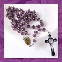 NEU: Glas Rosenkranz Kette Collier Kruzifix Taufe Kommunion