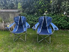 Lot de 2 chaises pliantes de camping avec porte-gobelet