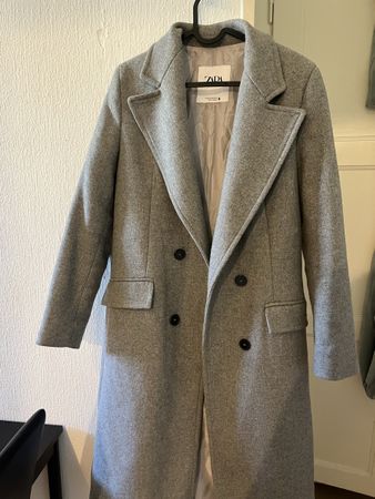 Zara Grey Wool Blend Overcoat - Size XS - Excellent!