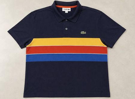 Polo Lacoste Sport bleu marine multicolore  Taille L