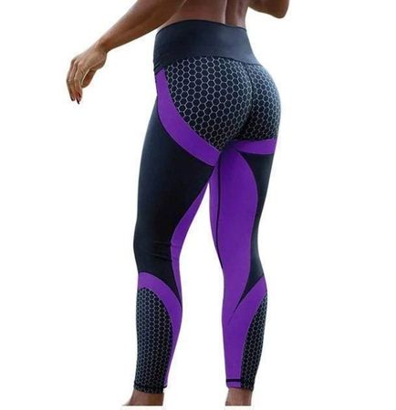 NEUE mega Damen Sport Tight schwarz-lila Gr. L - 202558