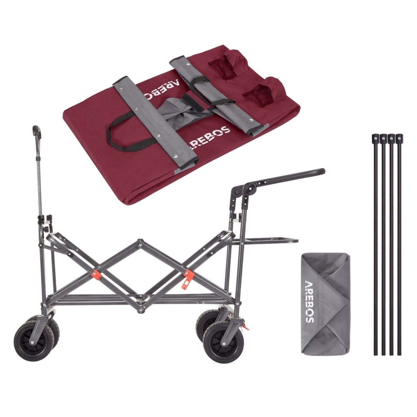 Sonstige Gartengeräte: Luxus Bollerwagen faltbar mit Dach rot – Neu und originalverpackt aus Bottighofen von zaap 7