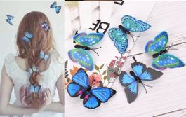 5 pièces papillons bleux pour cheveux
