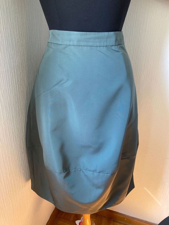 Jupe COS Femme - Taille 6 UK - Soie Gris Vert - A-line Midi Texturée - Doublure