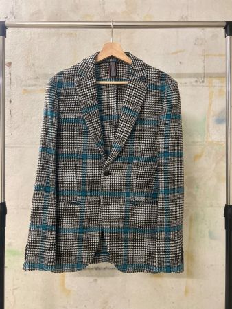 Blazer Homme SISLEY à Carreaux Bleus et Noirs, Taille 46
