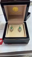 Ohrringe Gelbgold 14K Smaragden Diamanten