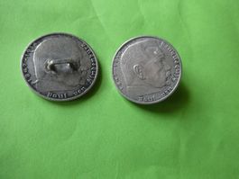 Dt. Reich 1937/1938, 2 Reichsmark Silber  - Manchettenknöpfe