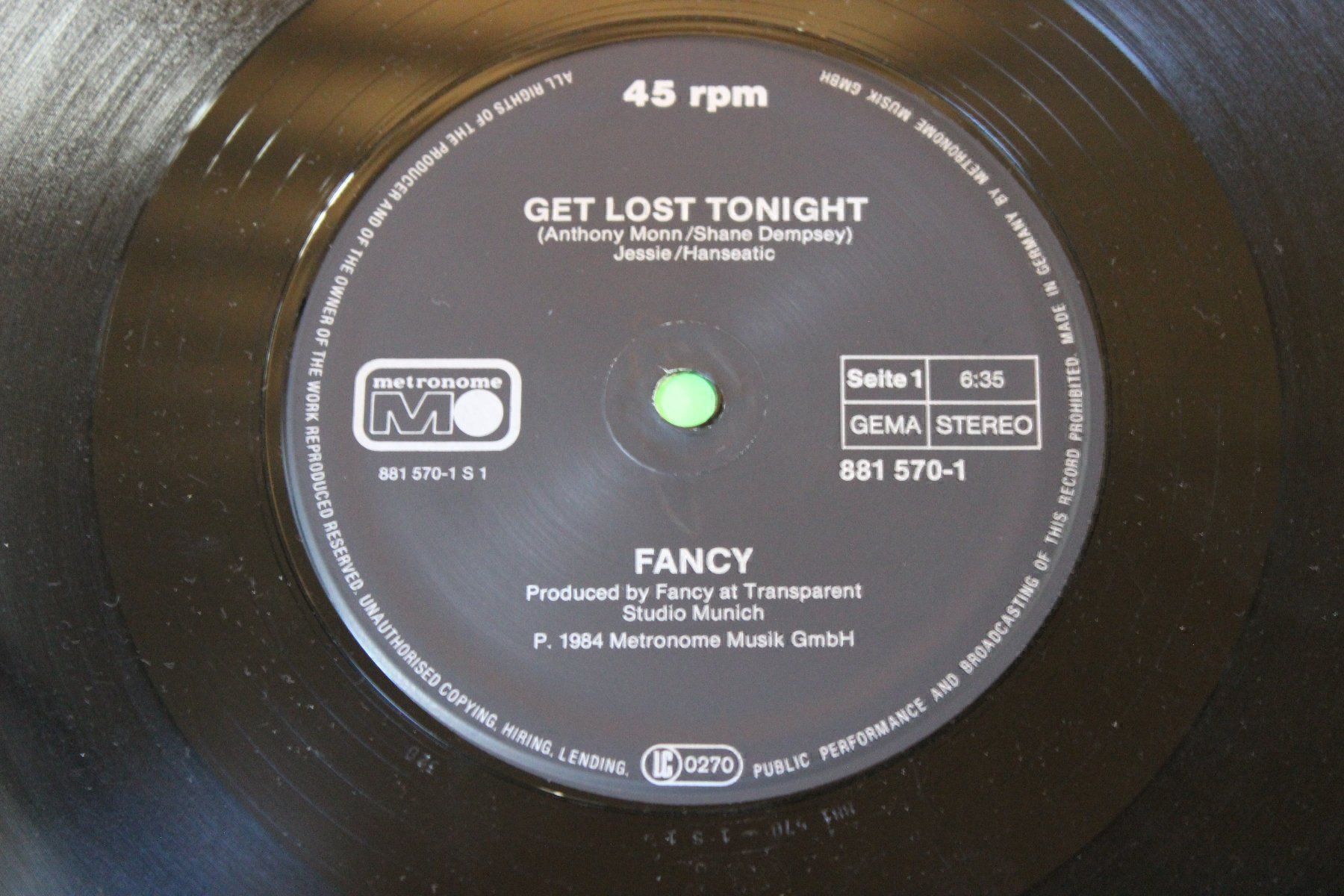Dischi in vinile: Fancy - Get lost tonight 12" Vinyl Maxi-Single 1984 – Usato da Tübach venduto da JamesStone 3