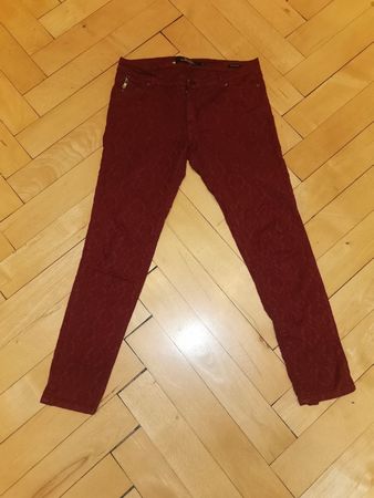 elegante weinrote Hose slim fit, tolles Muster