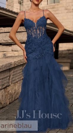 Ballkleid / Abendkleid Marineblau, Spitze, Tüll, neuwertig