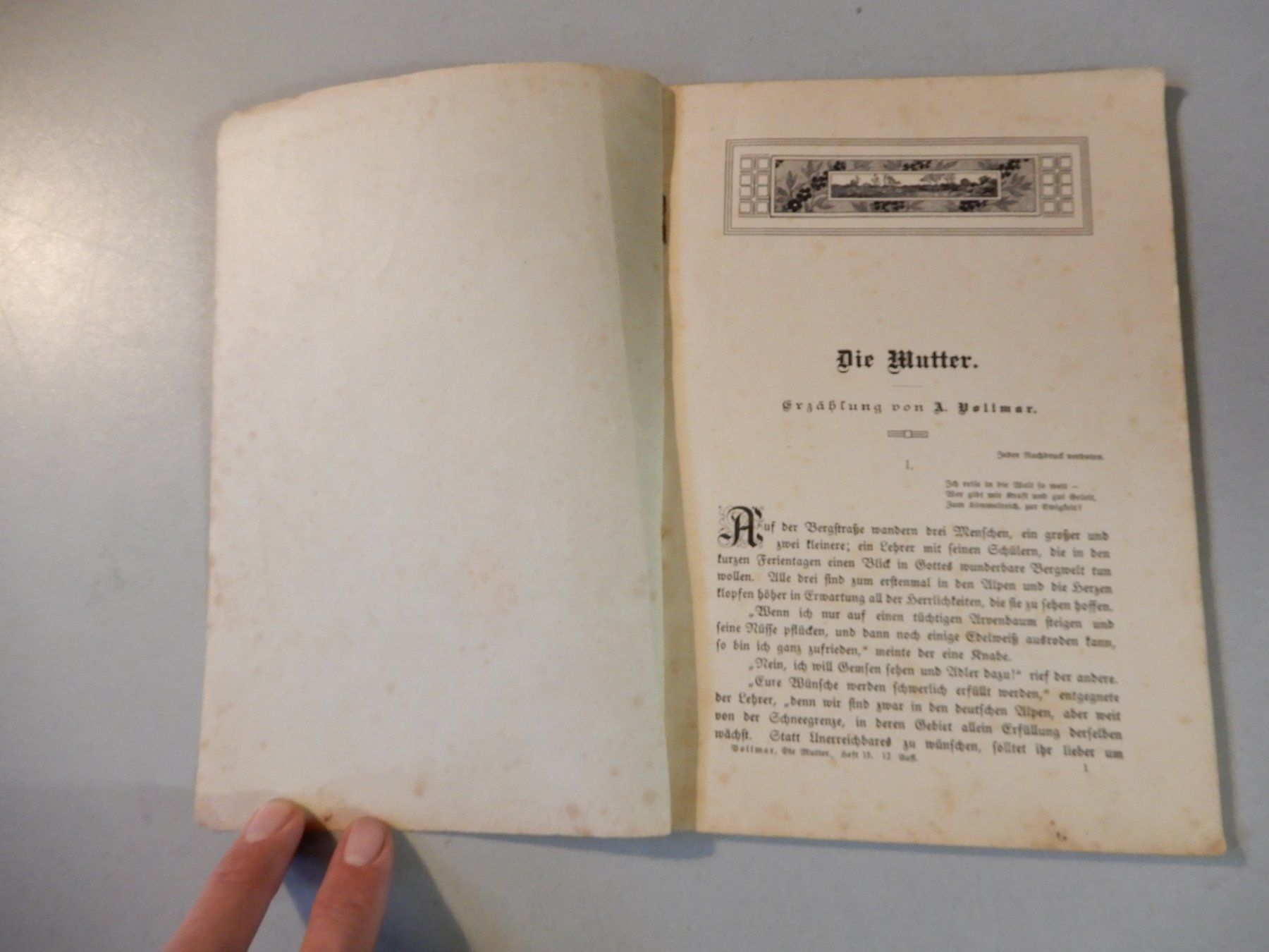 Libri: Antikes Buch "Die Mutter", Erzählung, A. Vollmar – Usato da Erstfeld venduto da Mario_boe0 1