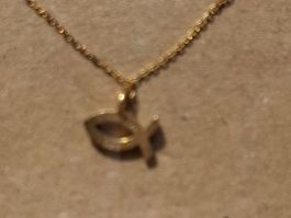 Fisch Anhänger goldplattierter Anhänger mit Kette und Karte