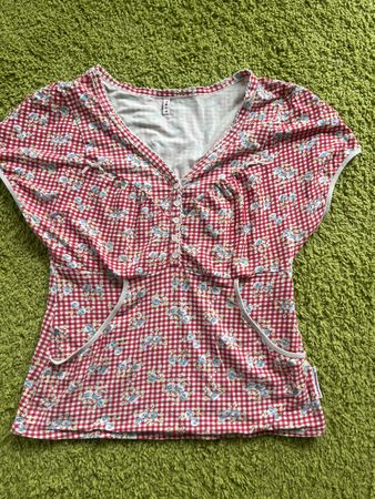 Bluse mit Karomuster und Rosenmuster, Grösse M - Top!