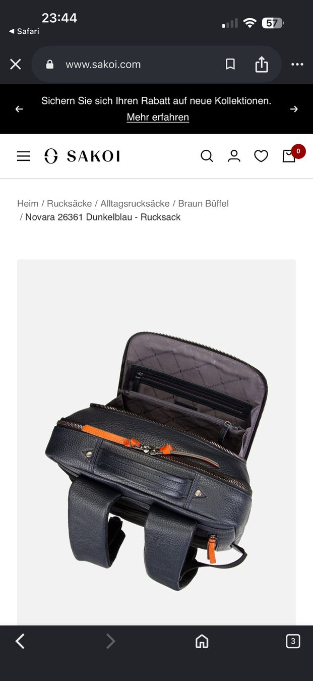 Zaini: RUCKSACK BRAUN BÜFFEL NOVARA DUNKELBLAU – Nuovo (secondo la descrizione) da Birr venduto da WalkyriaM 7