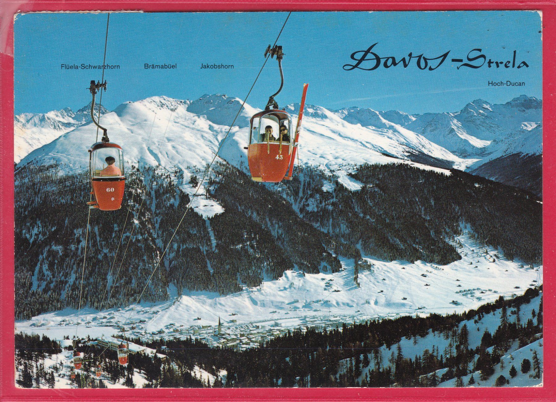 Cartoline postali: DAVOS, GONDELBAHN SCHATZALP - STRELA, 11.2.1974 – Usato da Oberrieden venduto da Gebirgsstelze