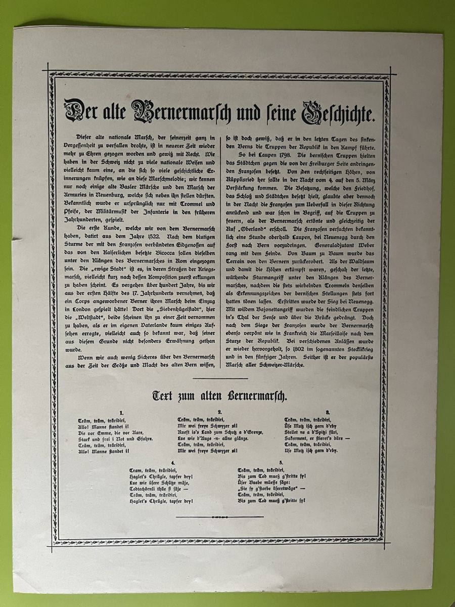 Bücher: Bärner Marsch Notenblatt von Krompholz – Defekt aus Kirchberg BE von wimmler 1