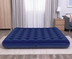 Doppelbett - Luft-Matratze, Velours - blau - 203 x183 x22cm