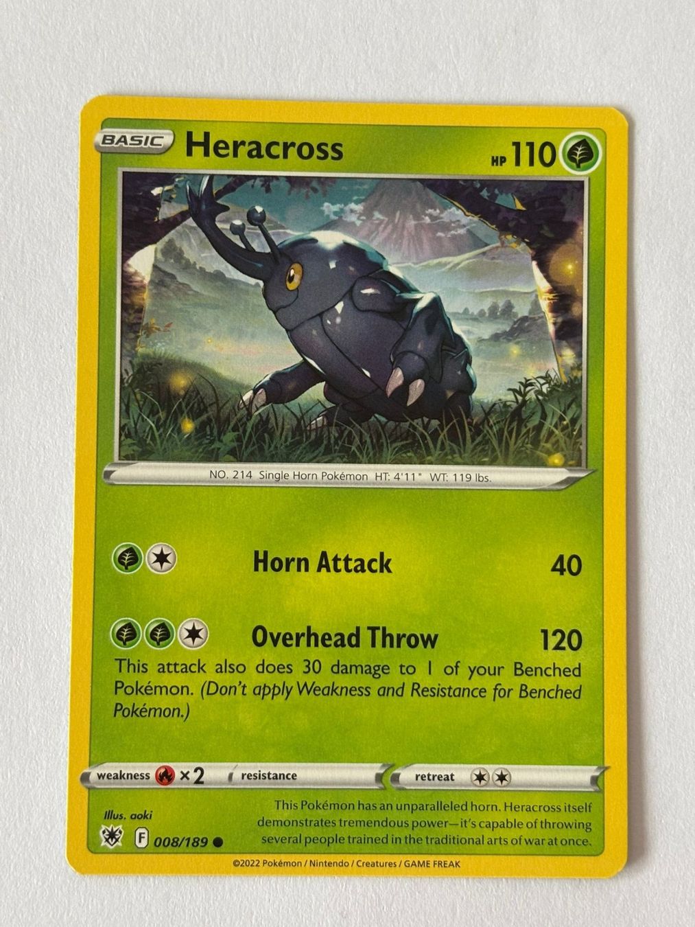 Pokémon Carte collezionabili: Pokemon-Karte Heracross 008/189 – Usato da Herisau venduto da Seyashop1
