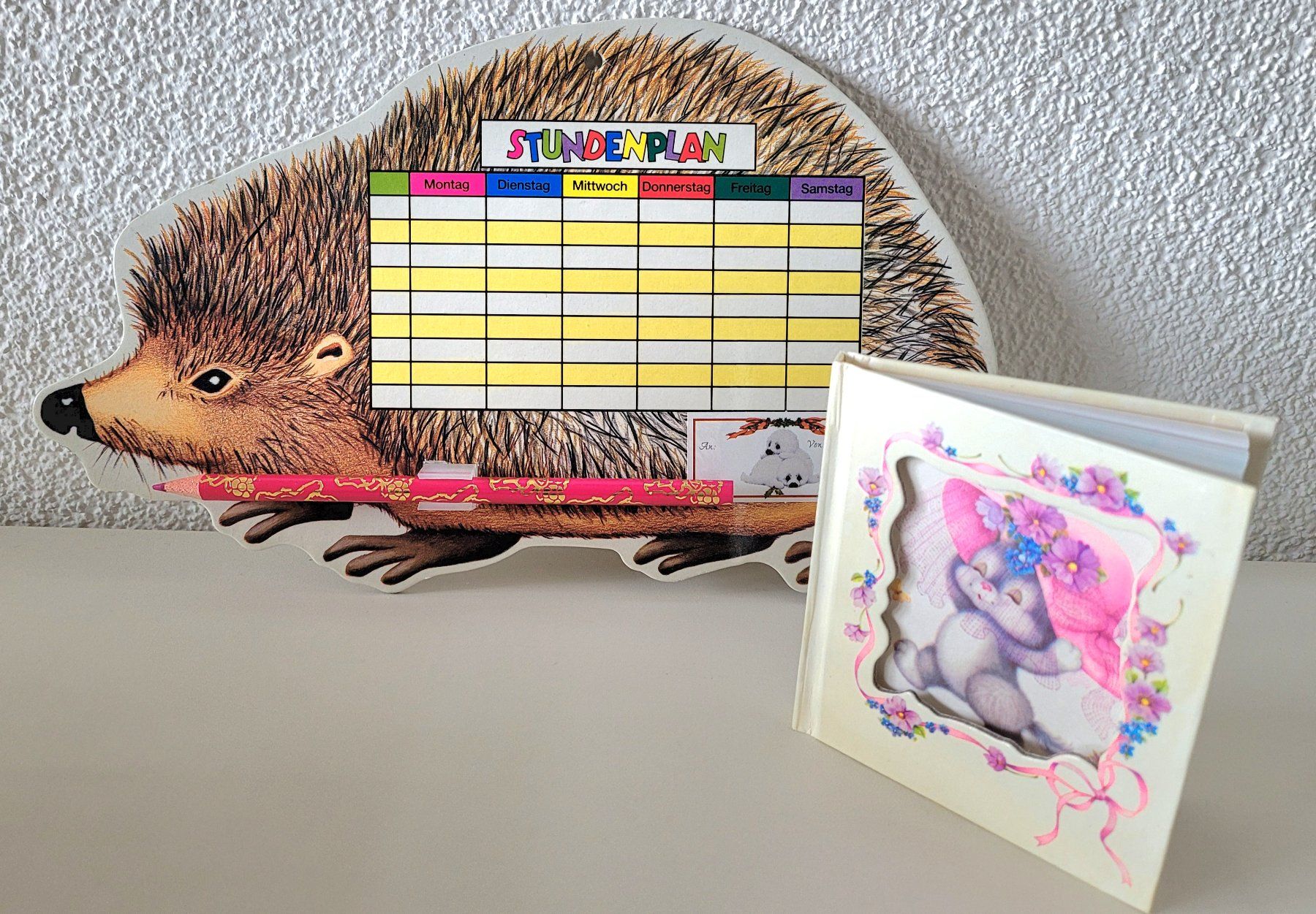 Tutte le decorazioni: Vintage Stundenplan-Igel und Adressbüchlein – Usato da Oberuzwil venduto da rtr_wp6m
