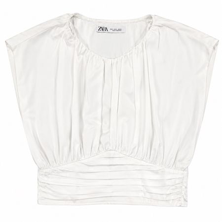 Zara Oberteil Weiss S/36 mit Raffungen 