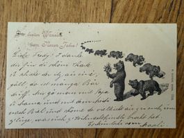 Antike Postkarte, Bärenkarte, W.Kaiser, gel. 1901