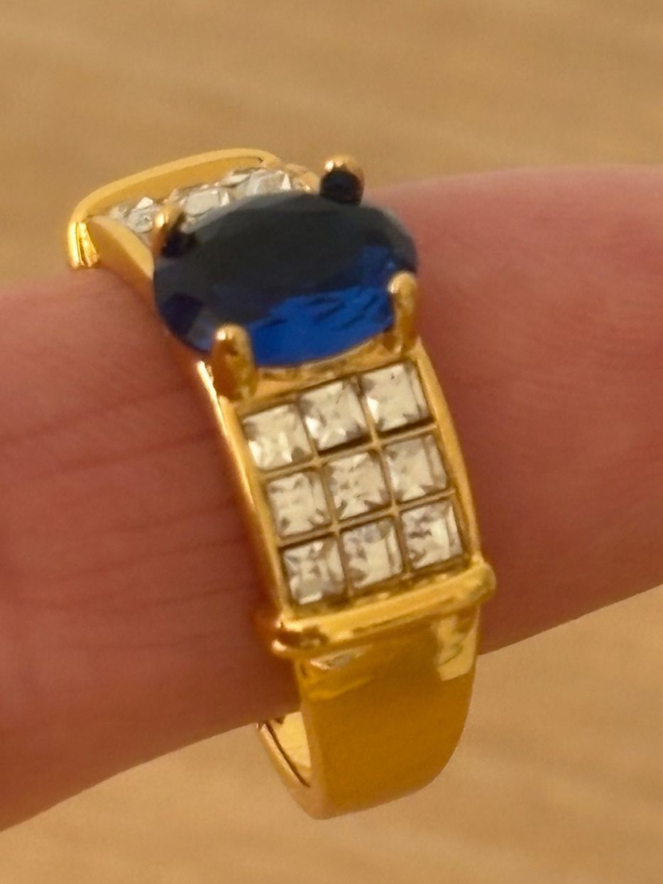 Anelli: Luxus Elegante Gr.19/9 Ring Farbe:  Gold/ blau – Nuovo (secondo la descrizione) da Biel-Bienne venduto da Roserosse13 1