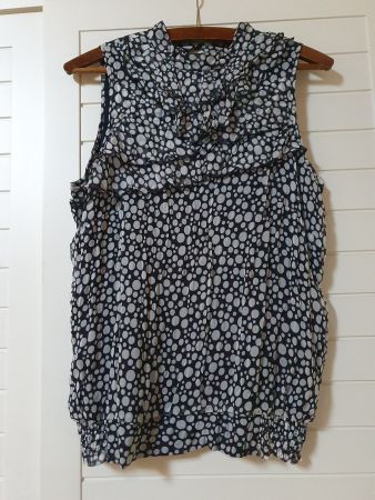 COMMA Bluse Gr. 36 Schwarz Weiss gepunktet