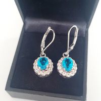 Ohrhänger, 925er Silber mit  blaue und helle Steine