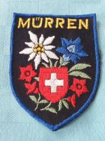 Vintage Badge Wappen MÜRREN Blumen ST. GALLER STICKEREI