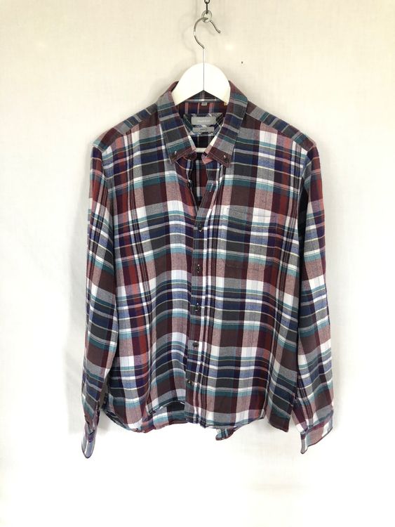 Chemise Tattersall à Manches Longues Pour Homme - 65% Polyester 35% Coton, Style Campagnard Décontracté